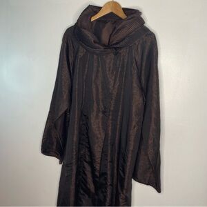 Women's Brown Long Hooded Rain Coat Leopard XL